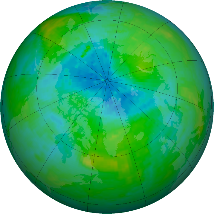 Arctic ozone map for 23 August 1990